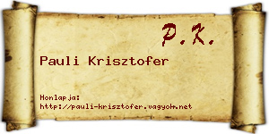 Pauli Krisztofer névjegykártya